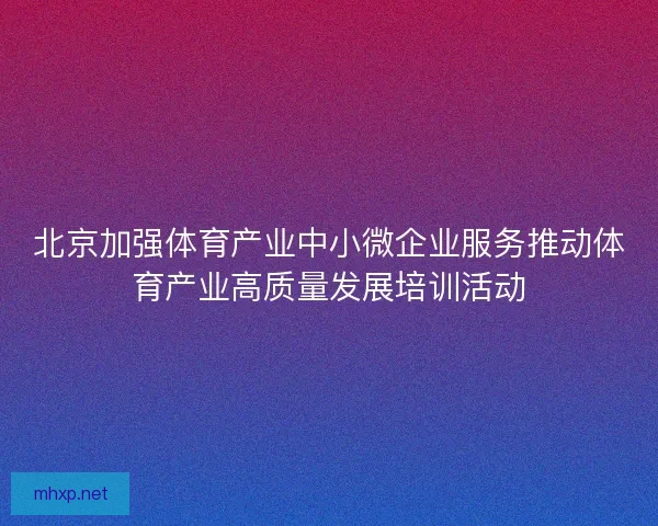 北京加强体育产业中小微企业服务推动体育产业高质量发展培训活动