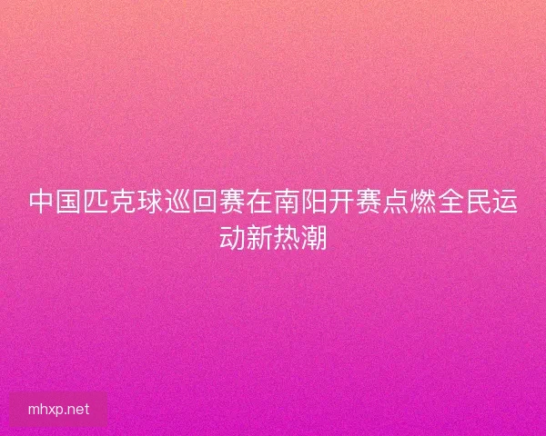 中国匹克球巡回赛在南阳开赛点燃全民运动新热潮